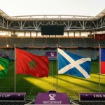 C grupas komandu karogi — Brazīlija, Maroka, Skotija un Haiti Pasaules kausa 2026 turnīrā
