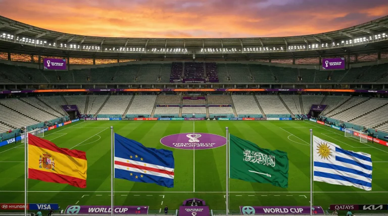 H grupas komandu karogi — Spānija, Kaboverde, Saūda Arābija un Urugvaja Pasaules kausa 2026 turnīrā